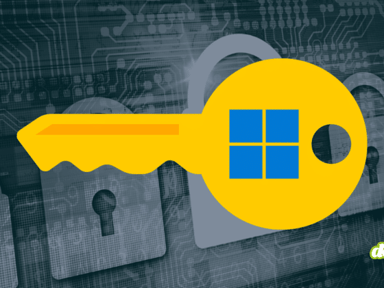 Une illustration graphique sur fond de circuits imprimés numériques sombres, représentant visuellement la faille BitLocker YellowKey, une vulnérabilité critique et vieille de plusieurs années qui affecte le système d'exploitation de Microsoft. Au premier plan, une grande clé jaune stylisée, frappée du logo bleu de Windows, symbolise l'accès forcé aux mécanismes de chiffrement. En arrière-plan, une série de cadenas grisés et alignés illustre les couches de sécurité informatique et la protection des données désormais compromises par cette faille matérielle. Le logo officiel du média dcod.ch apparaît discrètement dans le coin inférieur droit de l'image.