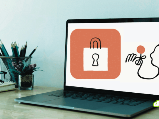 Ordinateur portable ouvert sur un bureau affichant des illustrations de sécurité matérielle avec un cadenas et un fil tendu, illustrant la découverte de failles par l'IA Mythos d'Anthropic sur la puce M5 d'Apple pour le média DCOD.
