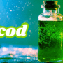 Image d'illustration pour la veille cybersécurité DCOD montrant une fiole en verre remplie d'un liquide vert effervescent, symbolisant l'élixir d'information et l'artisanat numérique, avec le logo DCOD.ch sur un fond lumineux turquoise et éthéré.