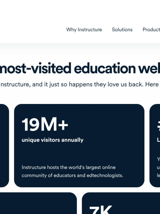 Page d'accueil de Instructure, le portail de formation en ligne