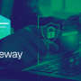 Illustration technologique de sécurité des données montrant une personne tapant sur un clavier avec le logo de l’entreprise, mettant en avant le Proxy LLM : la technologie de Senseway pour renforcer sa souveraineté. En bas à droite, le logo dcod.ch.
