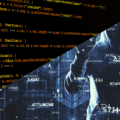 Illustration de dcod.ch pour l'article "Le premier ransomware autonome piloté par une IA passe à l'action". Le visuel présente un écran divisé en diagonale avec des lignes de code informatique à gauche et un pirate informatique encapuchonné au milieu de données numériques à droite, symbolisant l'attaque de l'agent JadePuffer