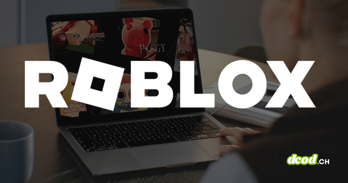Un ordinateur portable ouvert affichant différents jeux de la plateforme Roblox, illustrant une enquête sur les méthodes par lesquelles des pirates s'emparent de créations entières et de leurs revenus.