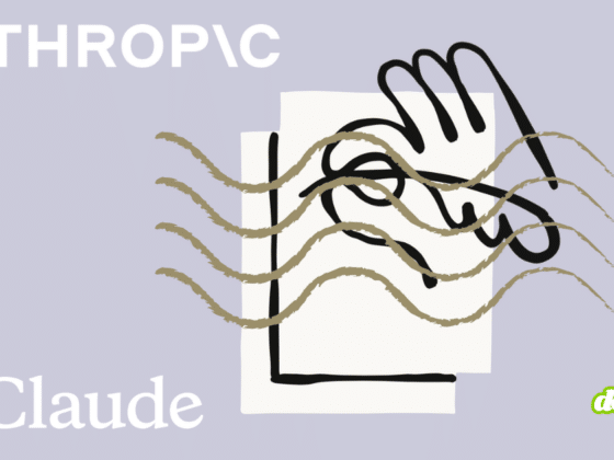 Illustration sur fond lavande avec les logos d'Anthropic, Claude et dcod.ch, représentant des feuilles de papier recouvertes d'ondes en filigrane pour symboliser le marquage invisible et la norme C2PA appliqués aux contenus générés.