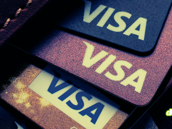 Gros plan sur plusieurs cartes bancaires Visa rangées dans un portefeuille