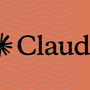 Logo noir d'Anthropic Claude avec son symbole en étoile sur un fond terracotta à motifs géométriques en zigzag.