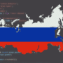 Carte de la Russie aux couleurs du drapeau national sur un fond de code informatique, illustrant l'infiltration du code d'origine russe dans la chaîne d'approvisionnement d'applications sensibles.
