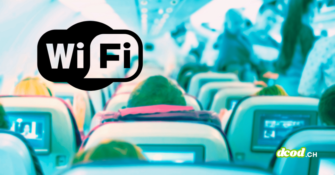 Piratage Wi-Fi à bord d'un vol Delta au retour de la DEF CON : vue de la cabine passagers avec un picto Wi-Fi.