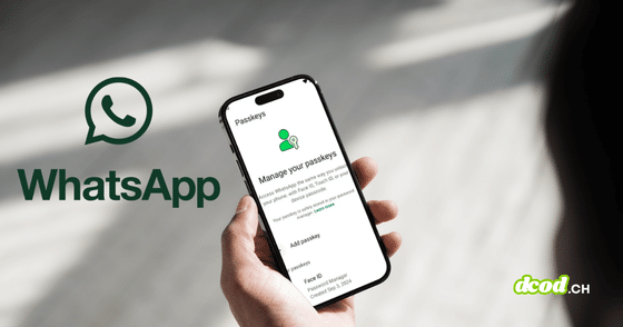 Main tenant un smartphone affichant l'écran de gestion des passkeys dans WhatsApp, à côté du logo officiel de l'application, illustrant le franchissement du cap du milliard d'utilisateurs.