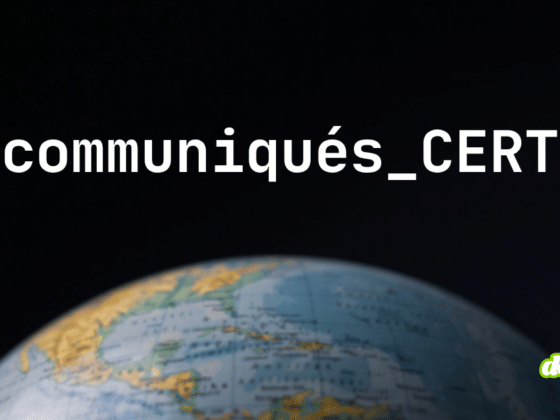 Visuel d'illustration pour la section des bulletins et communiqués CERT, représentant un globe terrestre avec le texte et le branding dcod.ch