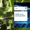 Couverture du rapport officiel ENISA Threat Landscape 2026 superposée à la silhouette d'un cyberattaquant exploitant un réseau d'identités compromises.