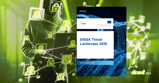 Couverture du rapport officiel ENISA Threat Landscape 2026 superposée à la silhouette d'un cyberattaquant exploitant un réseau d'identités compromises.