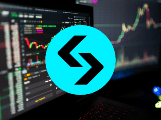 Logo de la plateforme d'échange de cryptomonnaies Bitget devant des écrans affichant des graphiques de trading.