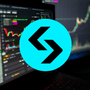 Logo de la plateforme d'échange de cryptomonnaies Bitget devant des écrans affichant des graphiques de trading.