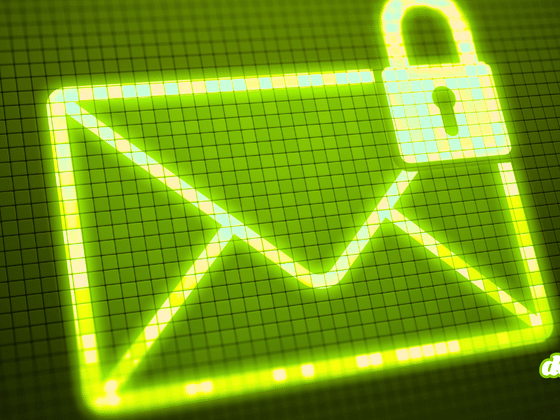 Illustration numérique d'une enveloppe email sécurisée par un cadenas lumineux vert pour les standards SPF, DKIM et DMARC