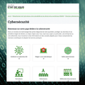Capture d'écran de la page Cybersécurité du site officiel de l'État de Vaud sur fond de code binaire numérique.