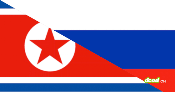 Composition graphique diagonale réunissant les drapeaux de la Corée du Nord et de la Russie, illustrant les cyberattaques étatiques analysées par DCOD.