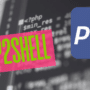 Logo PHP et bandeau rose portant la mention PHP2Shell sur fond de code source flouté.