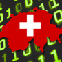 Carte de la Suisse aux couleurs du drapeau national sur fond de code binaire vert, illustrant la fuite de données touchant une victime suisse.