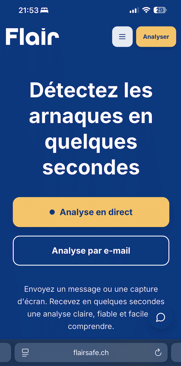 Copie d'écran de la solution Flair